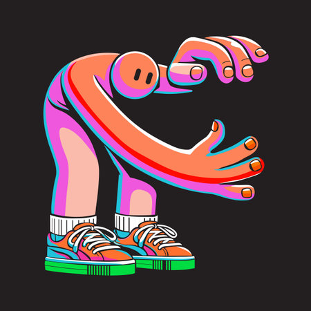 A dynamic and colorful abstract character design featuring playful shapes, vibrant tones, and a unique styleのイラスト素材