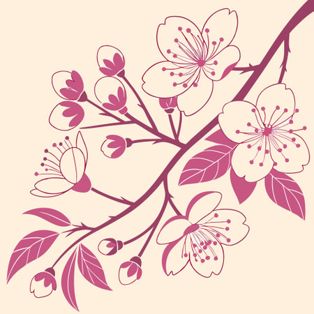 A serene design featuring delicate tulip buds and soft green leaves, adorned with swirling patterns that create an elegant and tranquil botanical scene.のイラスト素材