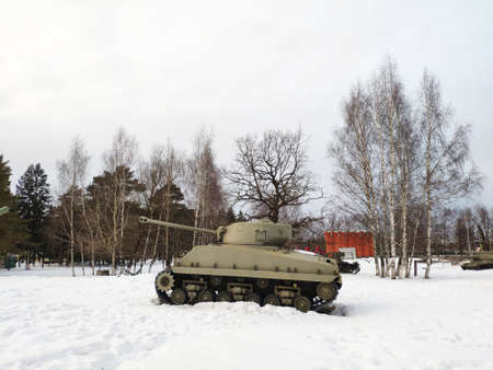Moscow, Russia - 04 march 2021: M4A2 Sherman Tank. main American medium tank of the World War II periodのeditorial素材