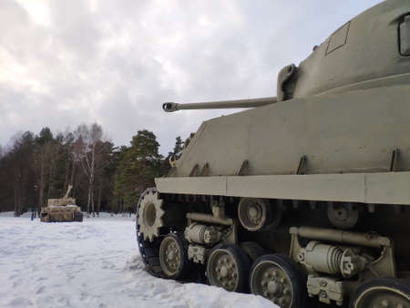 Moscow, Russia - 04 march 2021: M4A2 Sherman Tank. main American medium tank of the World War II periodのeditorial素材
