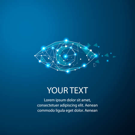 Eye with polygon line on abstract background. Polygonal space low poly with connecting dots and lines. Connection structure.のイラスト素材