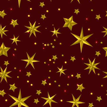 vector illustration xmas seamless pattern for wrapping paper. abstract background with gold stars for Christmas and New year banners.のイラスト素材