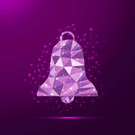 Low poly Merry Christmas and New Year bell ornament decorationのイラスト素材