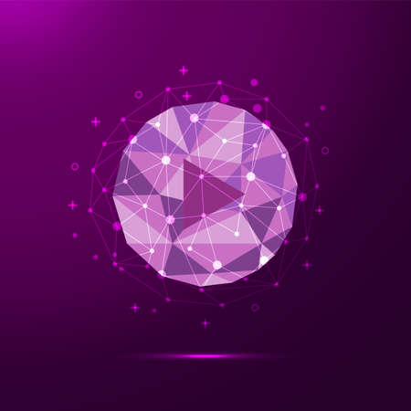 Play video low poly symbol with lines and dots, technology icon.のイラスト素材
