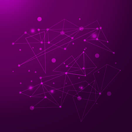 Connecting dots abstract pattern in purple illustration.のイラスト素材