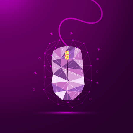 low poly computer mouse with lines, dots and decorative elements, technology conceptの写真素材