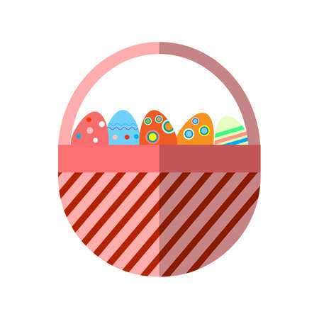 Basket with Easter eggs isolated on white backgroundのイラスト素材