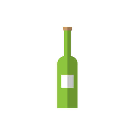 Wine bottle flat icon. Vector green bottleのイラスト素材