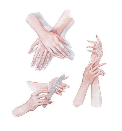 polishing nails with fileの写真素材