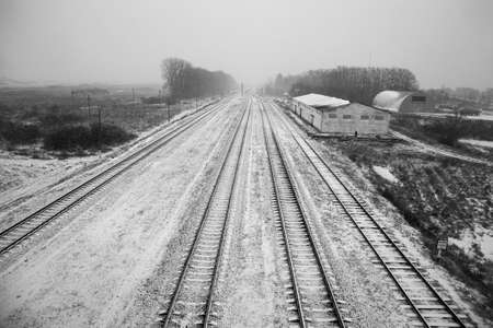 Long train tracksの写真素材