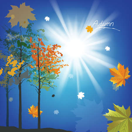 The illustration of autumn with fallen leavesのイラスト素材