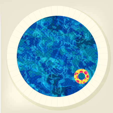 Vector swimming pool water background with lifebuoy