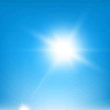 Sun beams on a blue sky background のイラスト素材