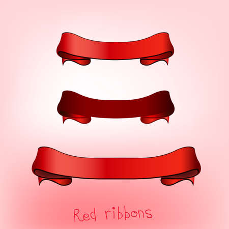 The illustration of beautiful red ribbon banner. Vector image.のイラスト素材