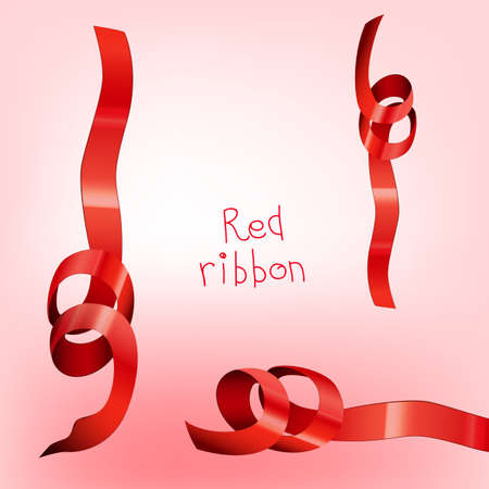 The illustration of beautiful red ribbons. Vector image.のイラスト素材
