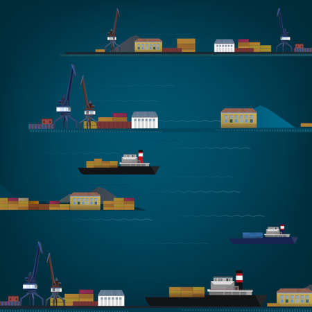 Vector illustration of abstract landscape with harbour