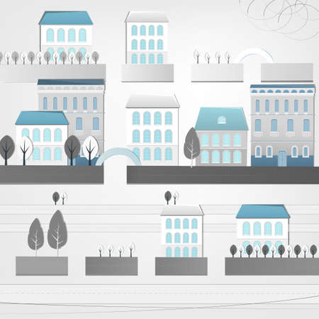 Vector illustration of abstract city landscapeのイラスト素材