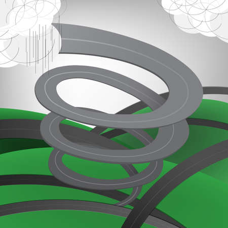 Vector illustration of Abstract roads and spiral roadのイラスト素材