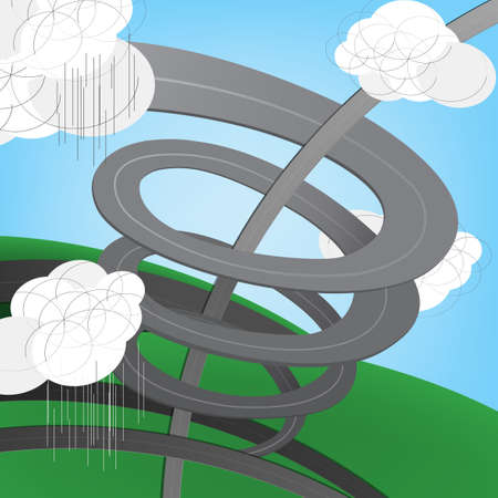 Vector illustration of Abstract roads and spiral roadのイラスト素材