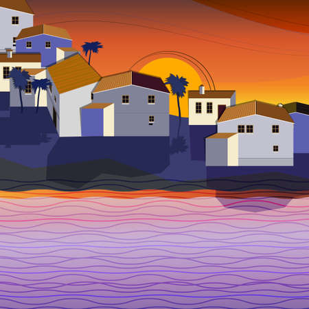 Vector illustration of abstract city landscapeのイラスト素材