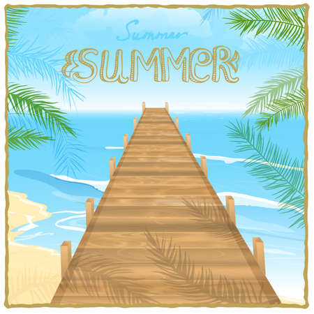 The illustration of beautiful sea pier background  Vector image のイラスト素材