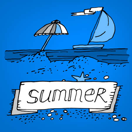 Hand drawn decorative summer banner  Vector image のイラスト素材