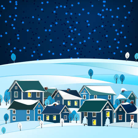 Vector illustration of abstract winter city landscapeのイラスト素材