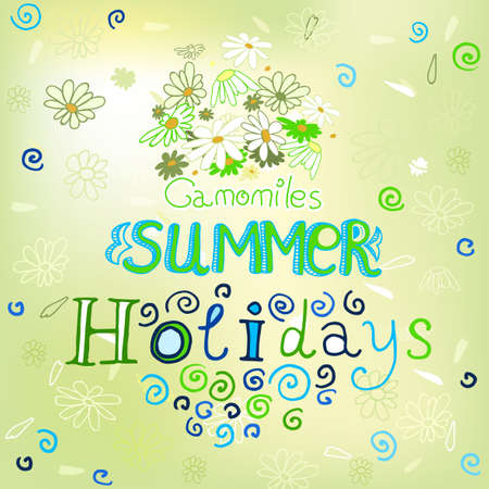 The illustration of beautiful summer background with letters. Vector image.のイラスト素材