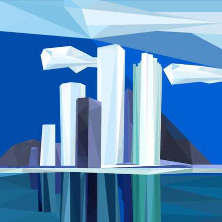 The illustration of polygonal city. Vector image.のイラスト素材