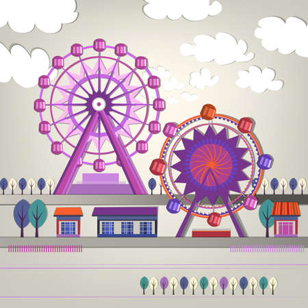 Vector illustration of City amusement parkのイラスト素材