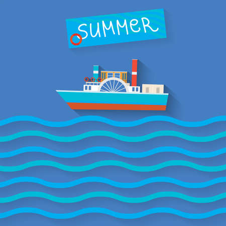 The illustration of little ship. Vector image.のイラスト素材