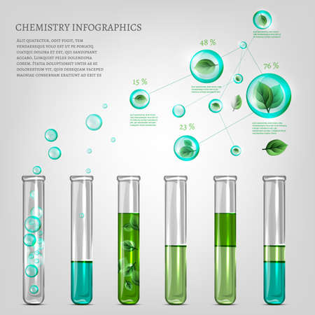 Vector illustration of science infographics with transparent bubbles. Ecology Concept.のイラスト素材