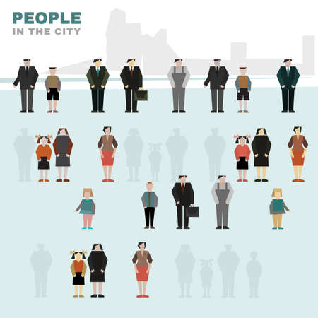 Simple vector figures of people. Could be used in infographic, templates, presentations and posters.のイラスト素材