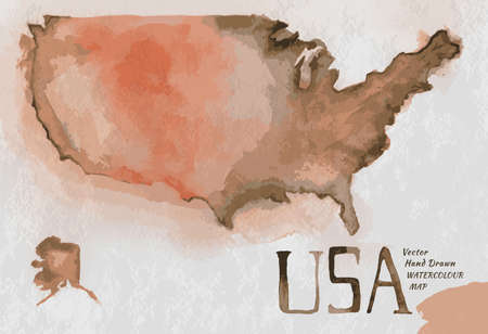 Vector watercolor hand drawn Illustration of USA map. Vector image.のイラスト素材