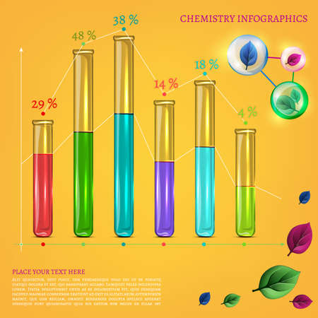 Vector illustration of a chemistry infographic with transparent bubbles.のイラスト素材