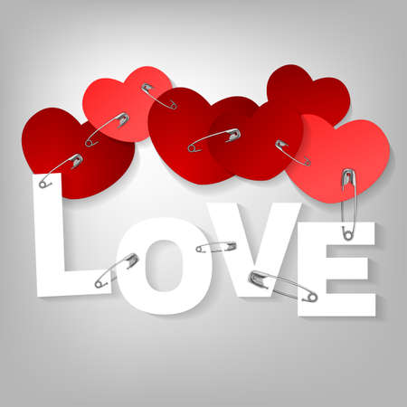 The illustration of a pinned red hearts. Vector image.のイラスト素材