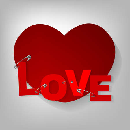 The illustration of a pinned red hearts. Vector image.のイラスト素材