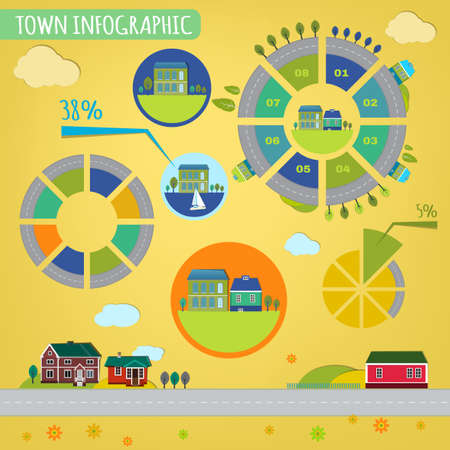 Beautiful illustration of abstract eco town infographics. Vector image.の写真素材