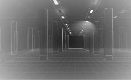 Abstract wireframe architectural background. Vector illustrationのイラスト素材