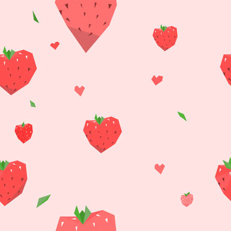 Seamless valentine pattern with decorative strawberries and flowers. のイラスト素材