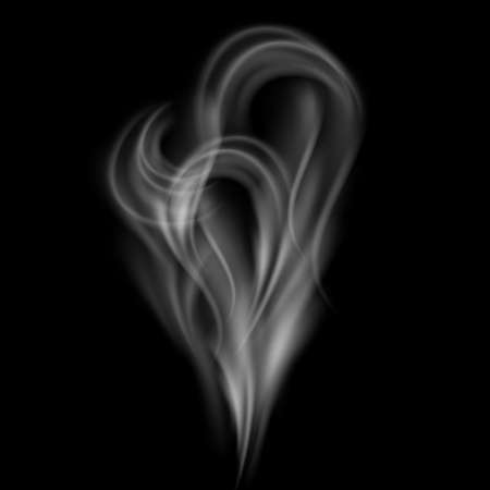 Realistic smoke isolated on a black background. Vector illustration.のイラスト素材