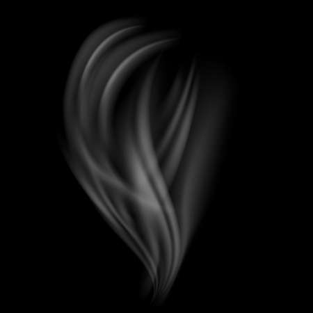 Realistic smoke isolated on a black background. Vector illustration.のイラスト素材