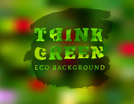 Vector watercolor hand drawn Illustration of environmentally friendly background. Think Green. Ecology Concept.のイラスト素材