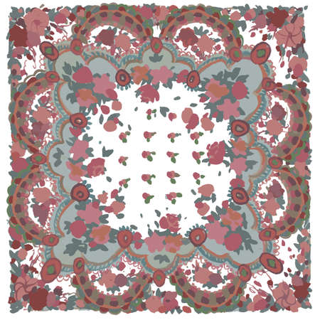 Hand drawn illustration of traditional Russian and Ukrainian pattern. Vector image.