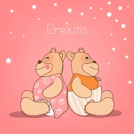 The illustration of romantic teddy bears. Vector image.のイラスト素材