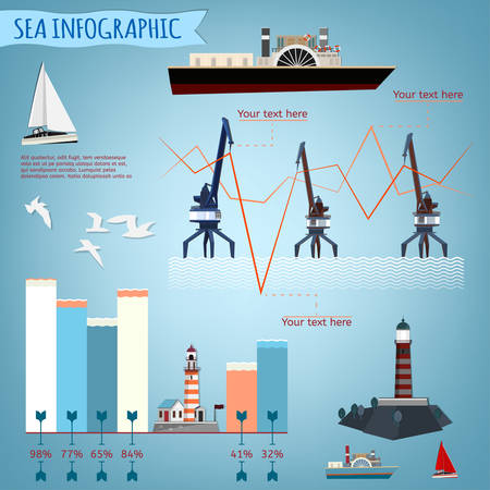 Vector infographic set of different marine objectsのイラスト素材