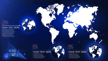The illustration of polygonal world map. Vector image.のイラスト素材