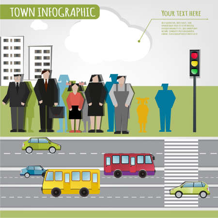 Beautiful illustration of abstract eco town infographics. Vector image.のイラスト素材