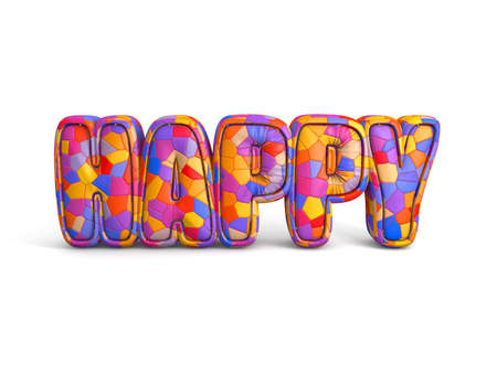 happy world single letter 3d rendering imageの写真素材