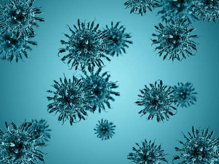 dna and virus 3d rendering scientific background with microorganisms and bodiesの写真素材